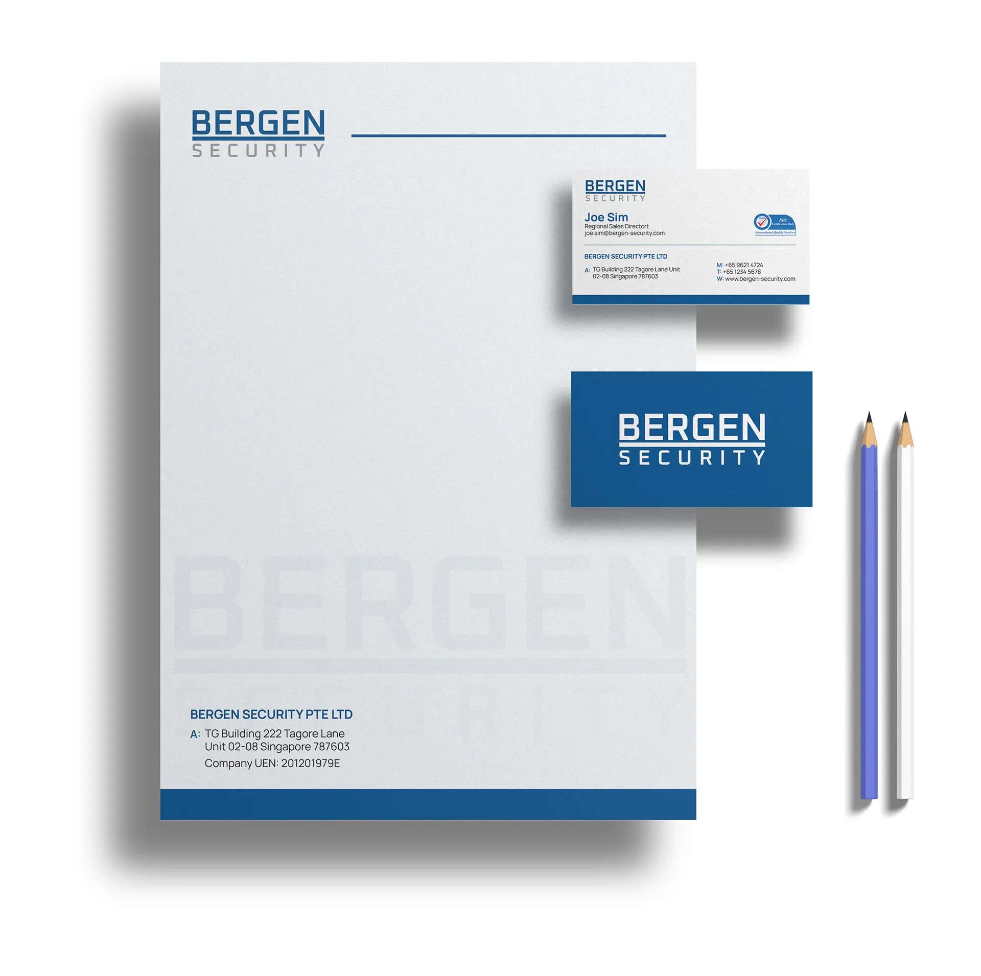 Business card & Letterhead Design | Bergen Security