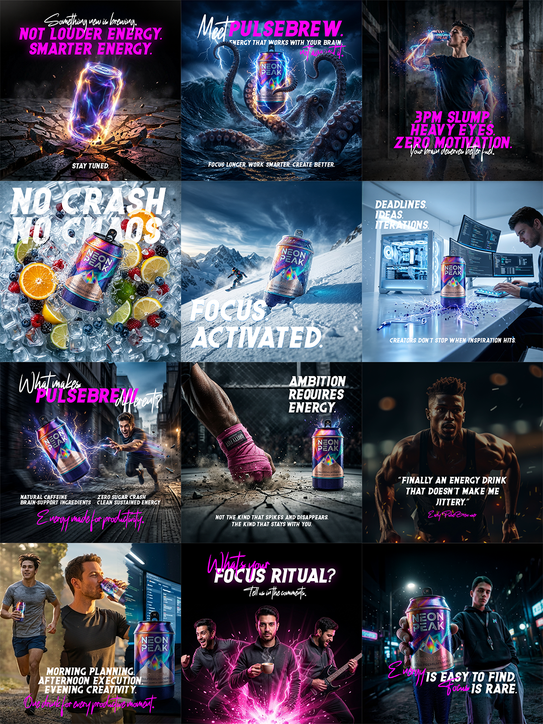 Social media posts for Energy Drink